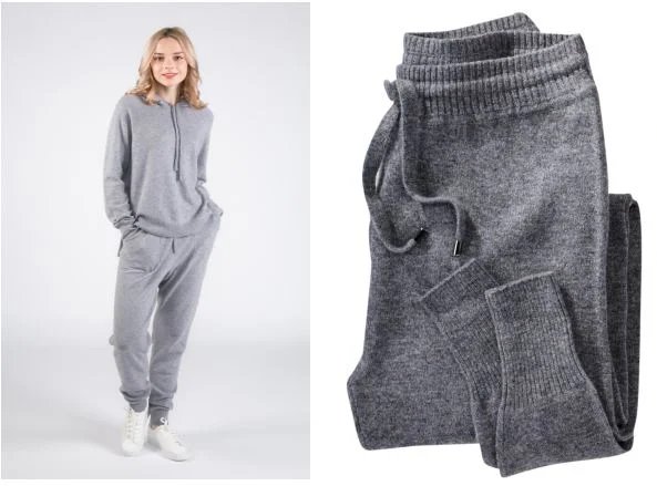 Women′ S Luxe Cashmere Leisure Joggers Pant and Cashmere Hoodie Sweater